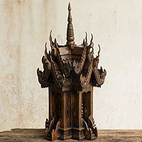 Teak spirit house, 'Naga's Protective Spirit' - Teak spirit house