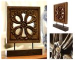 Wood sculpture, 'Floral Square' - Thai Wood Sculpture