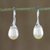 Pearl drop earrings, 'Rosy Bud' - Thai Bridal Sterling Silver Pearl Drop Earrings thumbail