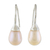 Pearl drop earrings, 'Rosy Bud' - Thai Bridal Sterling Silver Pearl Drop Earrings (image 2a) thumbail