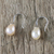 Pearl drop earrings, 'Rosy Bud' - Thai Bridal Sterling Silver Pearl Drop Earrings (image 2b) thumbail