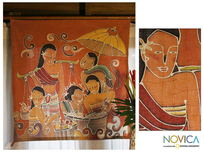 Wandbehang aus Baumwollbatik - Einzigartiger Wandbehang aus Batik-Baumwolle
