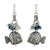 Pearl and lapis dangle earrings, 'Marine Fantasy' - Hand Crafted 950 Silver and Lapis Lazuli Earrings (image 2a) thumbail
