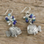 Pearl and lapis dangle earrings, 'Marine Fantasy' - Hand Crafted 950 Silver and Lapis Lazuli Earrings (image 2b) thumbail