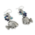 Pearl and lapis dangle earrings, 'Marine Fantasy' - Hand Crafted 950 Silver and Lapis Lazuli Earrings (image 2c) thumbail