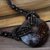 Coconut shell long necklace, 'Crescent Moon' - Coconut Shell Pendant Necklace thumbail