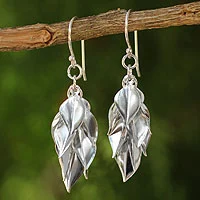 Featured review for Sterling silver cluster earrings, Silver Leaves