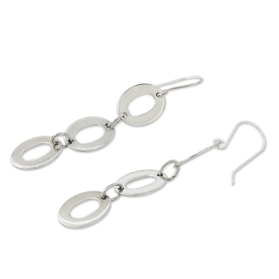 Sterling silver dangle earrings, 'Donut Trio' - Modern Sterling Silver Dangle Earrings
