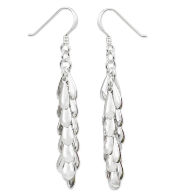 Sterling silver cluster earrings, 'Heavenly Dewdrops' - Sterling Silver Waterfall Earrings