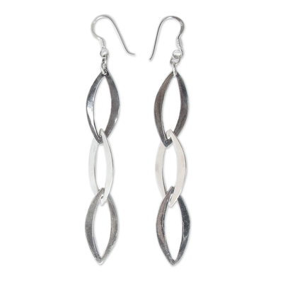 Sterling silver dangle earrings, 'Dancing Leaves' - Sterling silver dangle earrings