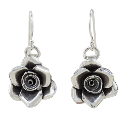 Handcrafted Floral Sterling Silver Dangle Earrings