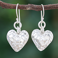 Silver heart earrings, 'In My Heart'