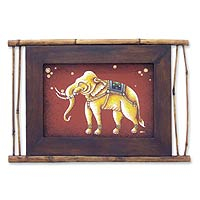 'The Power of the Elephant' - Acrylic on plywood, teak wood frame The Power of the Elephan