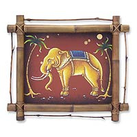 'Thai Elephant' - Framed Acrylic Thai Elephant Painting