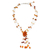 Carnelian and pearl flower necklace, 'Fantasy' - Fair Trade Floral Carnelian Y Necklace (image 2a) thumbail
