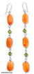 Carnelian dangle earrings, 'Orange Marmalade' - Hand Made Carnelian Dangle Earrings thumbail