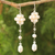 Pearl dangle earrings, 'Offer of Grace' - Bridal Sterling Silver and Pearl Dangle Earrings (image 2) thumbail
