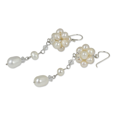 Pendientes colgantes de perlas - Aretes colgantes de perlas y plata esterlina para novia