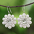 Pearl flower earrings, 'White Chrysanthemum' - Pearl Flower Earrings (image 2) thumbail