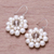 Pearl flower earrings, 'White Chrysanthemum' - Pearl Flower Earrings (image 2b) thumbail