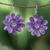 Amethyst floral earrings, 'Chrysanthemum' - Handcrafted Floral Beaded Amethyst Earrings from Thailand (image 2) thumbail