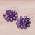 Amethyst floral earrings, 'Chrysanthemum' - Handcrafted Floral Beaded Amethyst Earrings from Thailand (image 2b) thumbail