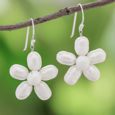 Pearl flower earrings, 'Paradise' - Pearl Flower Earrings