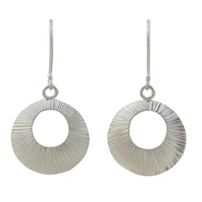 Silver dangle earrings, 'Radiance' - 950 round silver dangle earrings