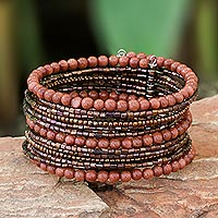 Perlen-manschettenarmband, „tantalizing brown“ – perlen-manschettenarmband