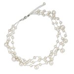 Pearl choker, 'Moonlight Glow' - Artisan Crafted Pearl Choker