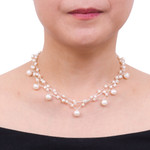 Pearl choker, 'Moonlight Glow' - Artisan Crafted Pearl Choker