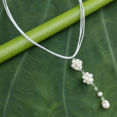 Pearl choker, 'Floral Elegance' - Pearl Choker Necklace