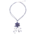 Beaded flower necklace, 'Blue Camellia' - Hand Crafted Floral Lapis Lazuli Pendant Necklace (image 2a) thumbail