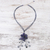 Beaded flower necklace, 'Blue Camellia' - Hand Crafted Floral Lapis Lazuli Pendant Necklace (image 2b) thumbail