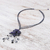 Beaded flower necklace, 'Blue Camellia' - Hand Crafted Floral Lapis Lazuli Pendant Necklace (image 2c) thumbail