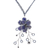 Beaded flower necklace, 'Blue Camellia' - Hand Crafted Floral Lapis Lazuli Pendant Necklace (image 2e) thumbail