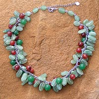 Beaded necklace, 'Green Princess'