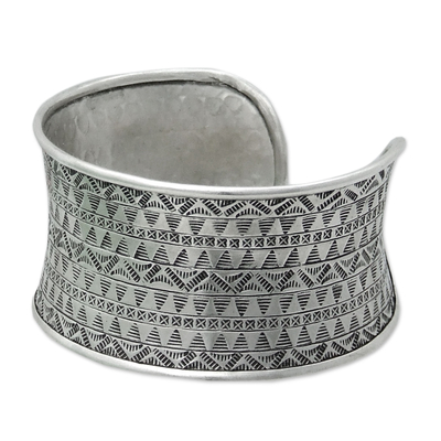 Silbernes Manschettenarmband - Einzigartiges Manschettenarmband aus 950er Silber der Bergvölker