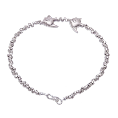 Silver anklet, 'Twin Fish' - 950 silver anklet