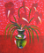 'Happy in Red' - Pintura acrílica floral