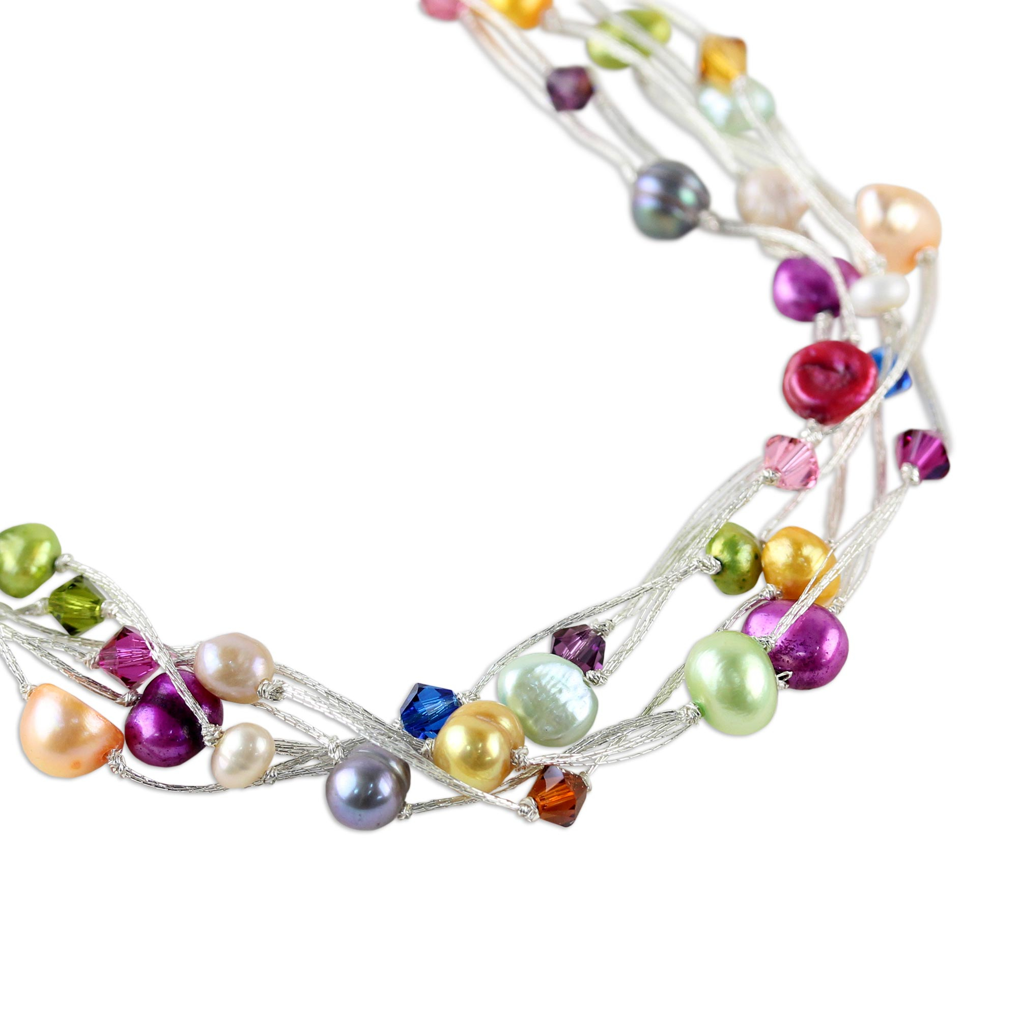 Unique Beaded Pearl Necklace - Party Balloons | NOVICA