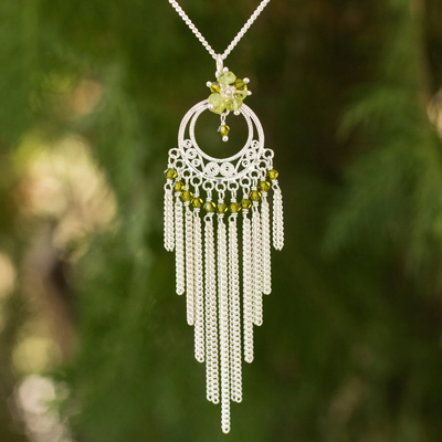 Peridot pendant necklace, 'Spring Sun' - Peridot pendant necklace