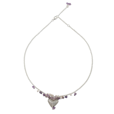 Handcrafted Silver and Amethyst Heart Necklace