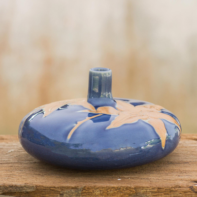 Seladon-Keramikvase, 'blaue Maiglöckchen'. - Seladon-Keramik-Knospenvase