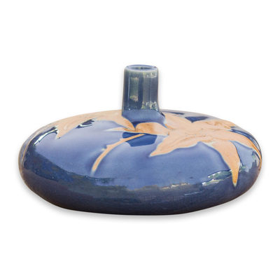 Celadon ceramic vase, 'Blue Valley Lily' - Celadon Ceramic Bud Vase