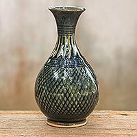 Featured review for Celadon ceramic vase, Glamorous Celebration