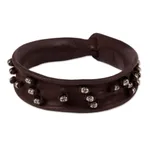 Leather wristband bracelet, 'Mountain Rock' - Leather wristband bracelet