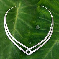 Sterling silver choker, 'Together Forever' - Unique Sterling Silver Collar Necklace