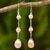 Pearl dangle earrings, 'Pink Lotus' - Handmade Bridal Sterling Silver and Pearl Earrings (image 2) thumbail