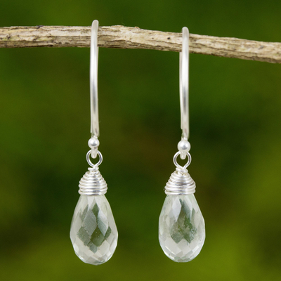 Handcrafted Sterling Silver and Quartz  Earrings